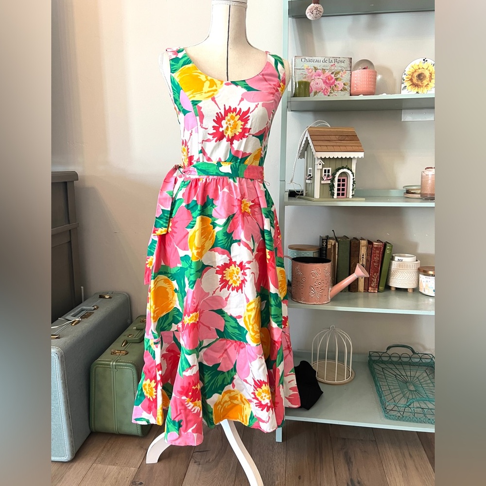 Malia Vibrant Pink and White floral Patterned Dress